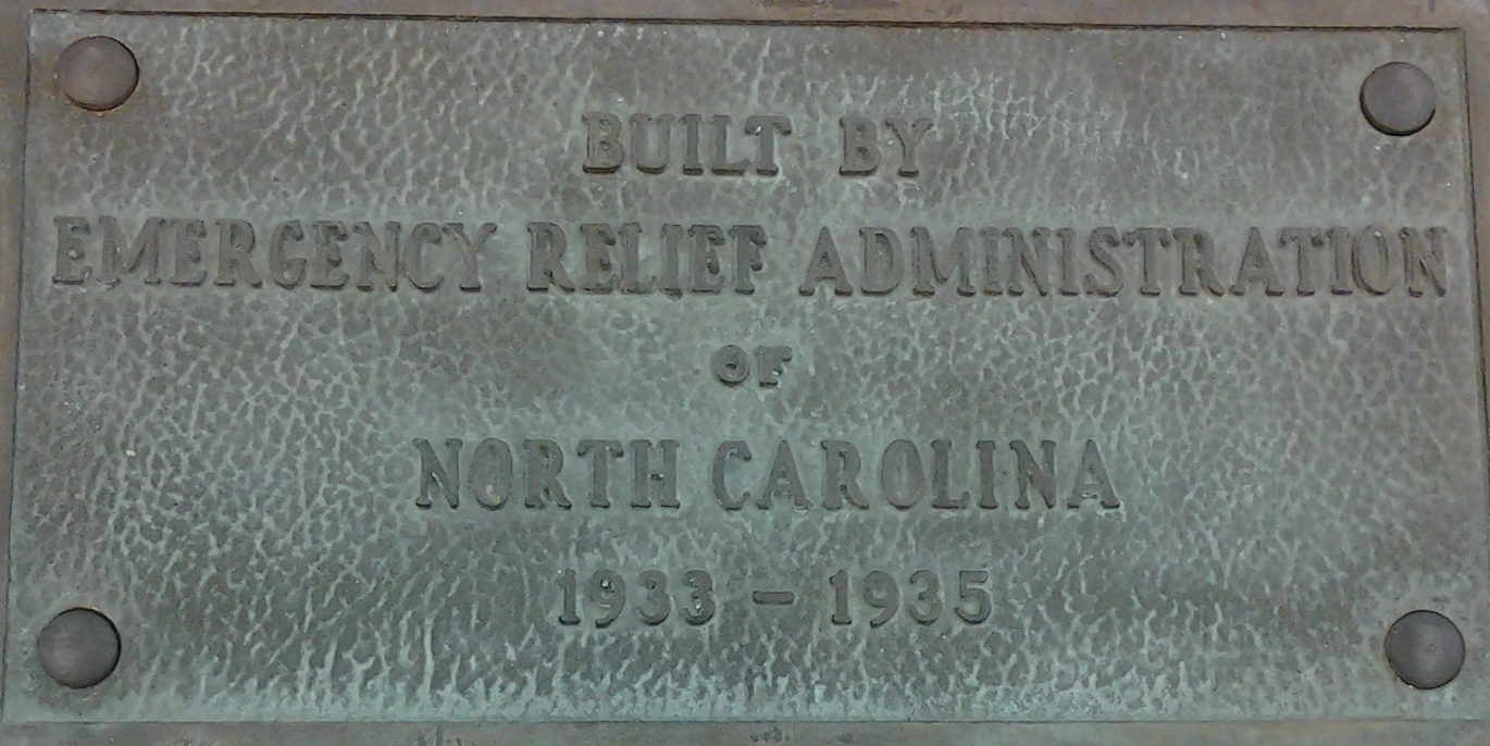 closeup of a plaque indicating a structure was built by the emergency relief administration