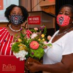 Angela Caraway, left, with her mother at the 2021 Pullen Society induction event