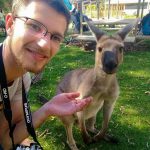 Jakub Sciora with a kangaroo